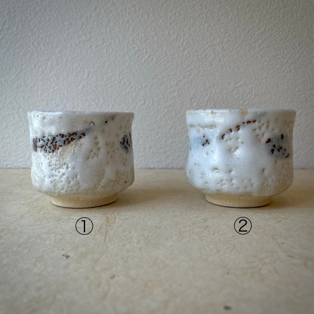 【王子窯】湯呑み 志野釉・鼠志野釉｜約7.5cm 瀬戸焼 愛知県瀬戸市 日本製