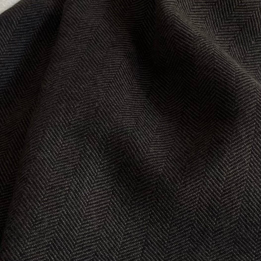 【atdusk】no2 カシミヤストール herringbone｜ヘリンボーン柄 黒×チョコレート 受注生産 日本製