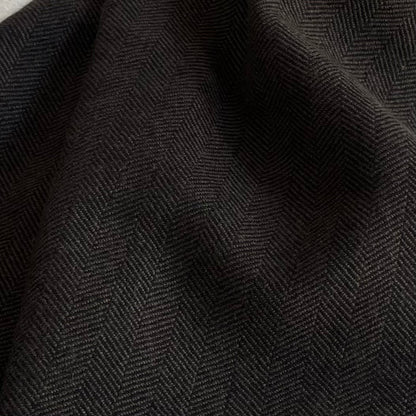 【atdusk】no2 カシミヤストール herringbone｜ヘリンボーン柄 黒×チョコレート 受注生産 日本製