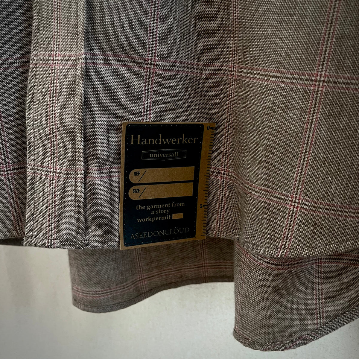 ASEEDONCLOUD Handwerker HW basic shirt チェックシャツ（グレーチェック・品番:262608）のブランド紙タグ・品質表示ディテール写真