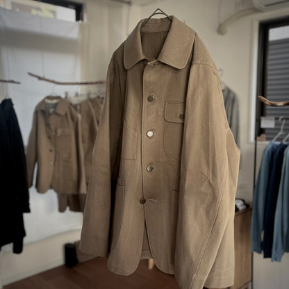 【ASEEDONCLÖUD】Handwerker ミーティングジャケット Khaki｜西脇産ツイル カバーオール 日本製 262206 全体正面画像