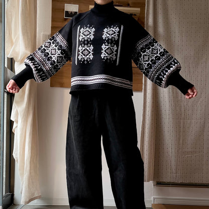 【ASEEDONCLÖUD】Memories pull on knit（品番: 262807 / ブラック）着用時のコーディネートシルエット