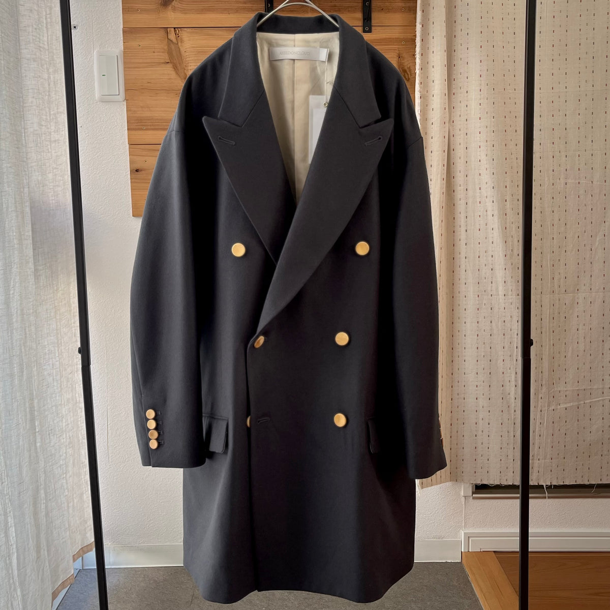 【ASEEDONCLÖUD】Railway uniform coat（品番: 262102 / グレー・メルトン）全体正面シルエット